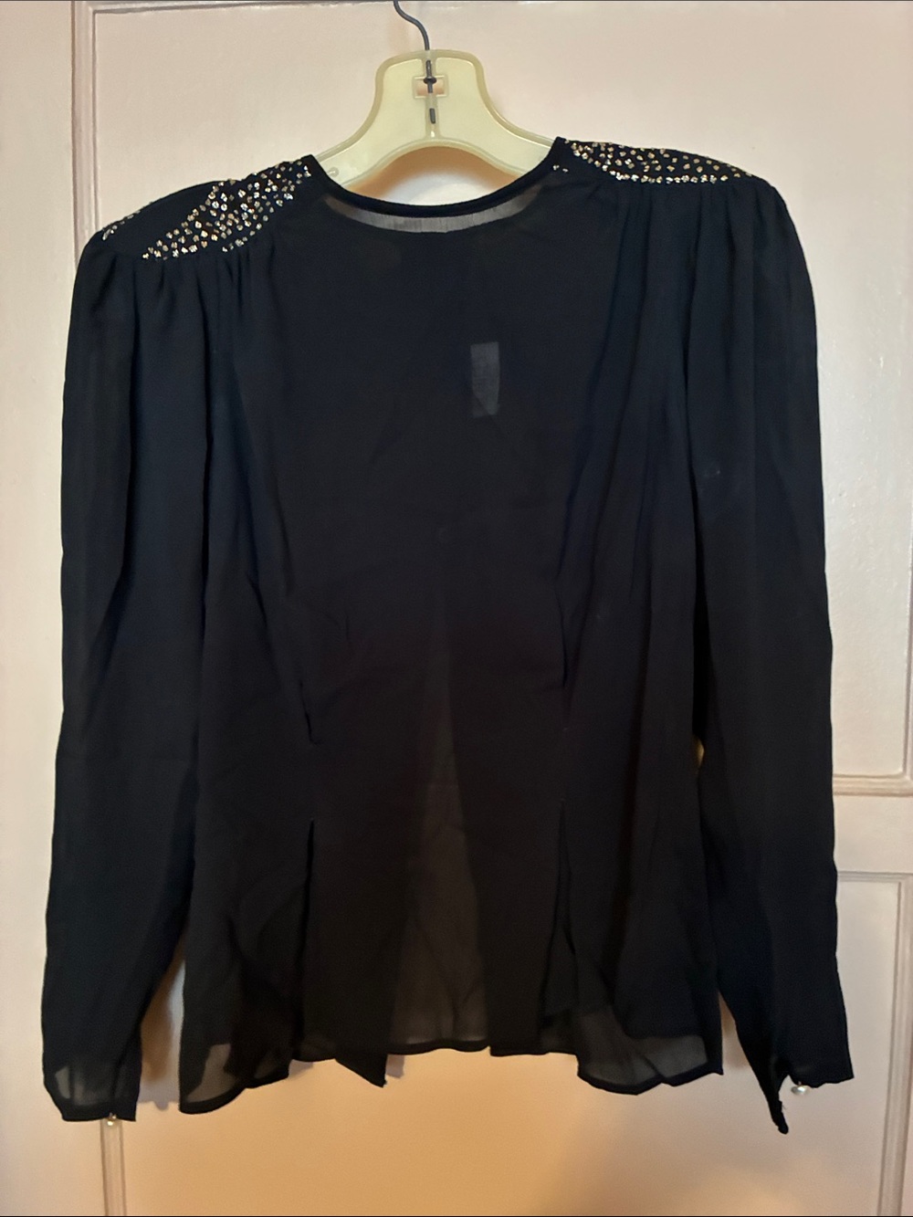 Vintage GLANCES Sheer black blouse SZ 6